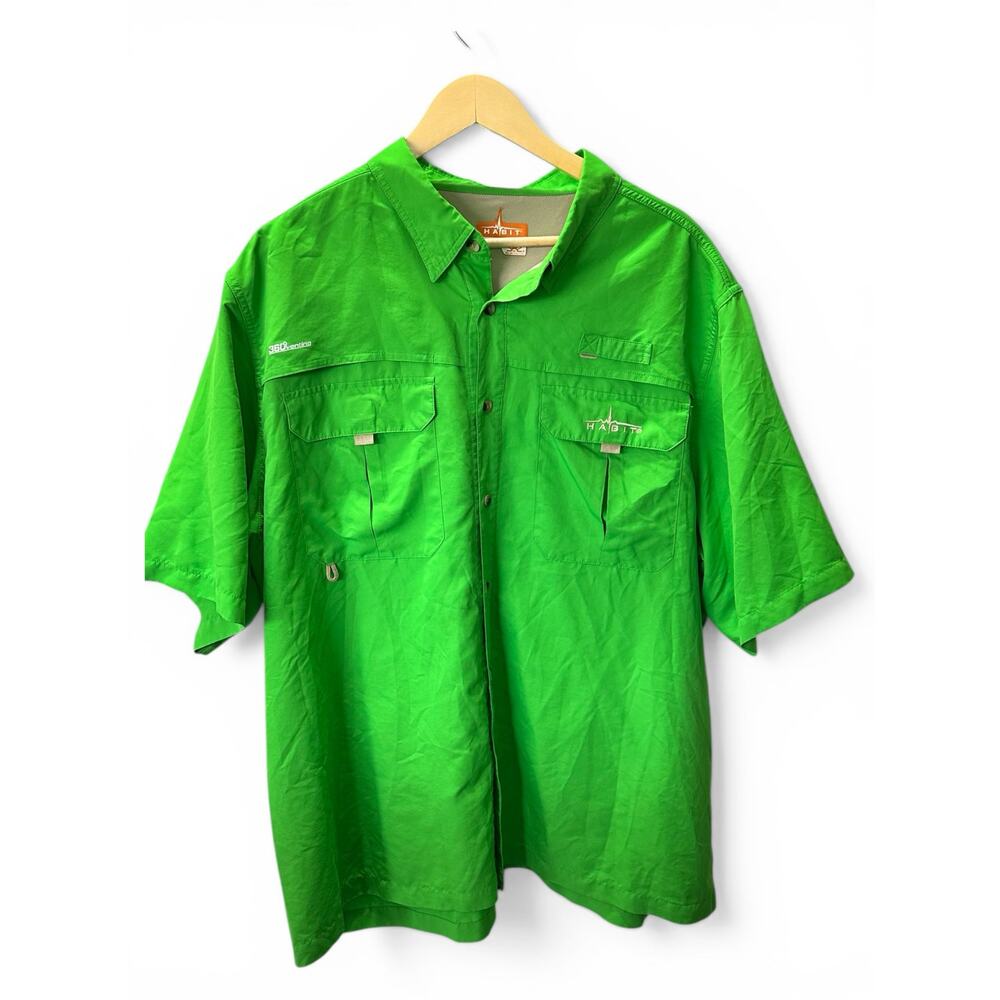 Habit Men’s Fishing Shirt 2XL Green Short Sleeve Vented Outdoor Performance